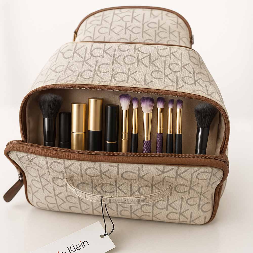 Cosmetiquera Calvin Klein Original Neceser Para Dama Beige Liso