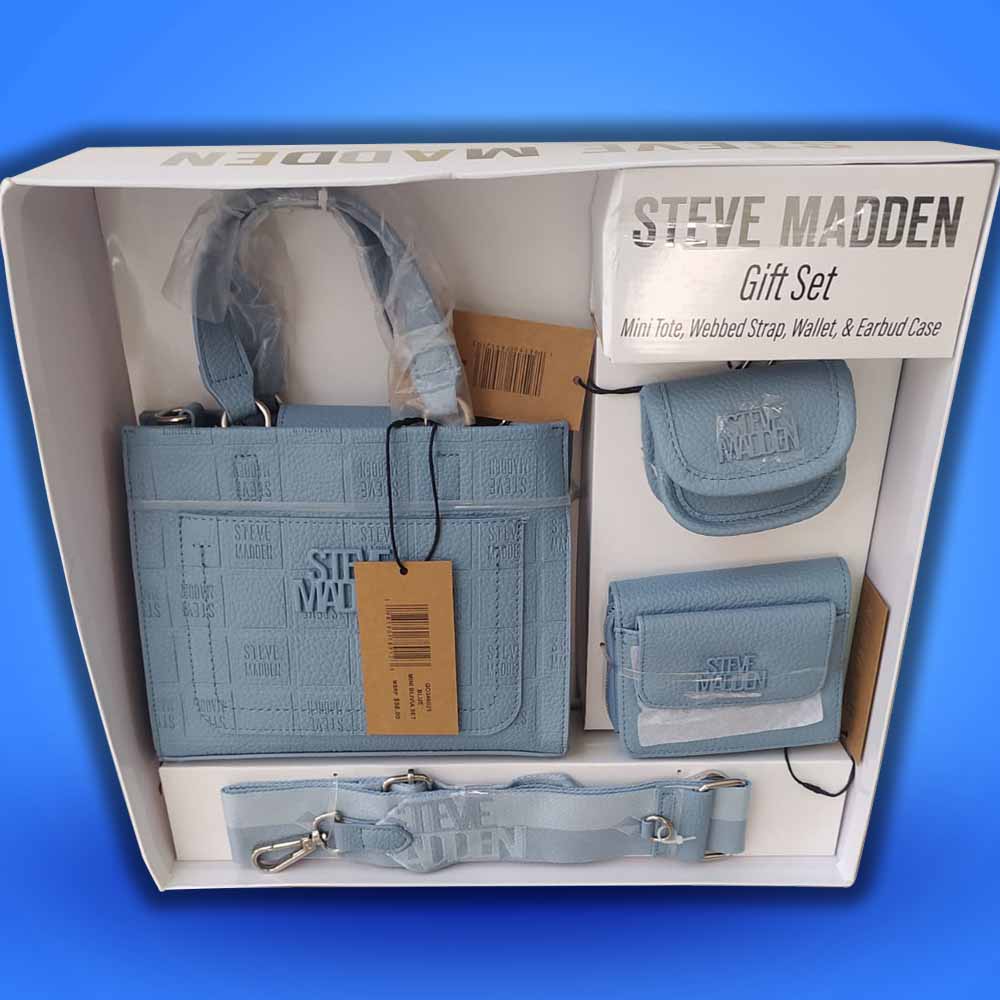 Steve Madden Crossbody Azul + Strap Extra + Monedero Azul Claro