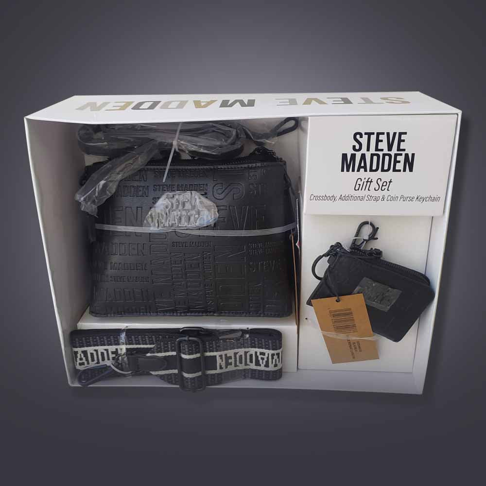 Steve Madden Crossbody Negro + Strap Extra + Monedero Negro