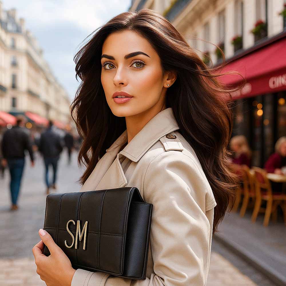 Bolsa Steve Madden Negra Piel Auténtica Elegante Premium